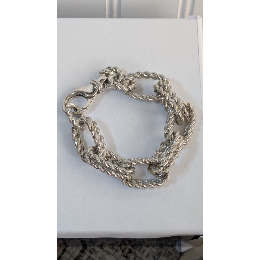 QVC Bronzo Italia Milor Silver Tone 15.5mm Double Link Twist Bracelet ~ 9"